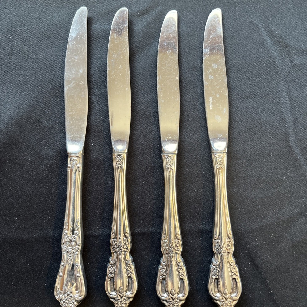 Oneida Raphael Set of 4 Dinner Knives Deluxe Stainless Flatware 9"